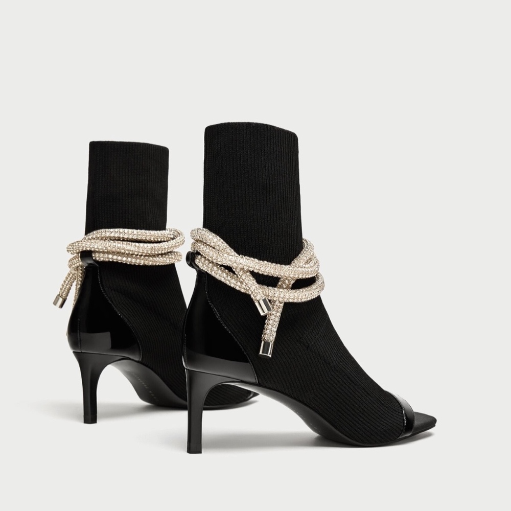 ZARA Special Edition Black Booties Bling